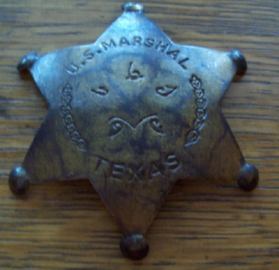 U.S. Marshal Texas Star Brass Badge
