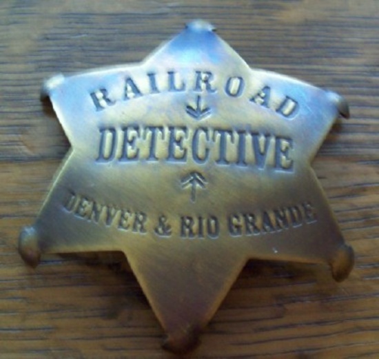 Railroad Detective Denver & Rio Grande Brass Badge