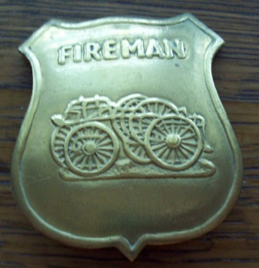 Fireman Shield Brass Badge