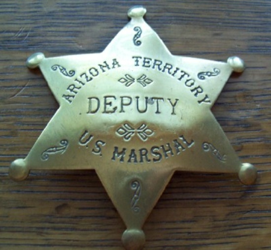 Arizona Territory Deputy U.S. Marshal Star Brass Badge