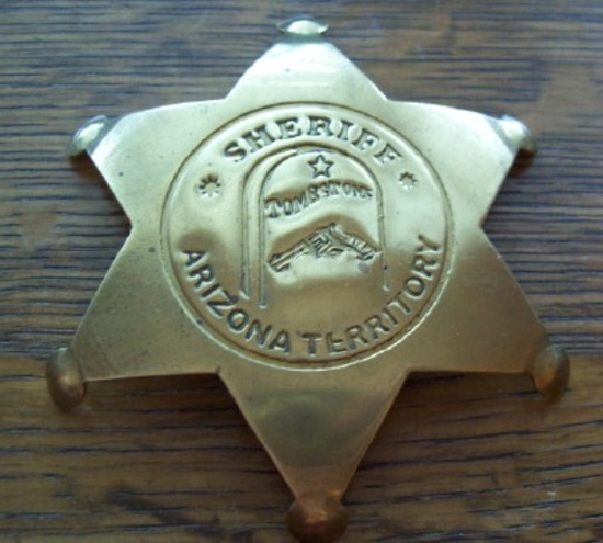 Tombstone Sheriff Arizona Territory Brass Badge