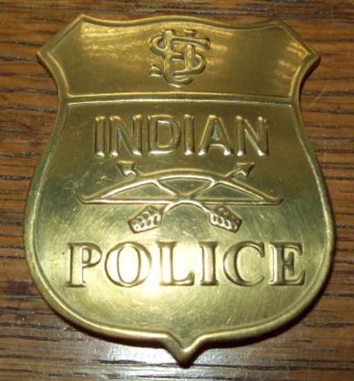 U.S. Indian Police Brass Badge Bow & Arrows