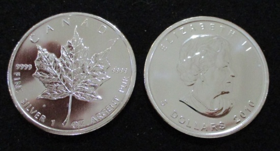 2010 Canada Maple Leaf 1 Troy Oz. .9999 Fine Silver $5 Coin BU Uncirculated