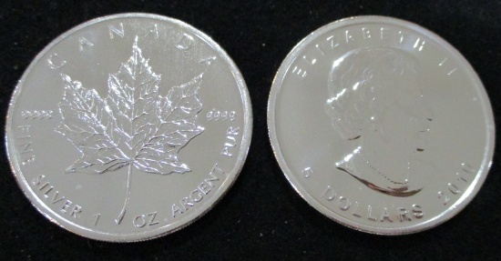 2010 Canada Maple Leaf 1 Troy Oz. .9999 Fine Silver $5 Coin BU Uncirculated