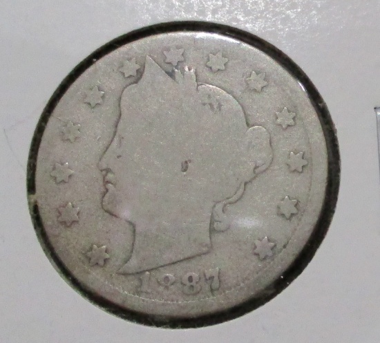 1887 Liberty Head V-Nickel Coin