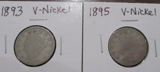 1893 and 1895  Liberty Head V-Nickel Coins