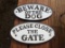 2 Cast Iron Signs Please Close The Gate & Beware Of The Dog Fence Garage Wall Signs