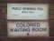 2 Black Americana Paper Segregation Signs Colored Waiting Room Cotton Belt Route & Swimming Pool