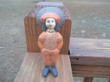 Cast Iron Native American Indian Chief In Headdress Coin Money Bank
