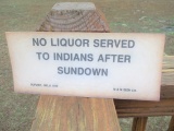 No Liquor Served To Indians After Sundown Durant Okla 1929 Paper Sign