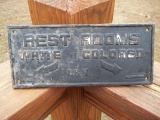 Cast Iron Segregation Sign Rest Rooms White Colored L&N Railroad 1929 Sign Plaque