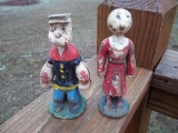 Old Cast Iron Popeye & Olive Oyl Coin Still Banks