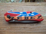 Rebel Confederate Flag Boot Knife Pocket Folding Knife