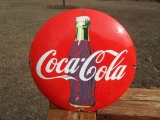 Round Porcelain Coca Cola Coke Registered Trade Mark Soda Drug Store Advertising Sign