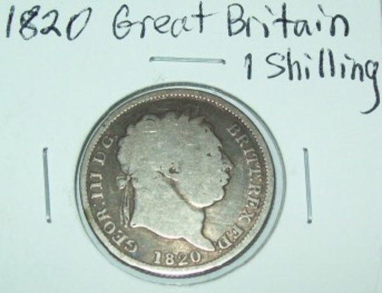 1820 Great Britain One Shilling Silver Foreign Coin George III