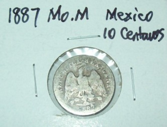 1887 Mo-M Mexico 10 Centavos Foreign Silver Coin
