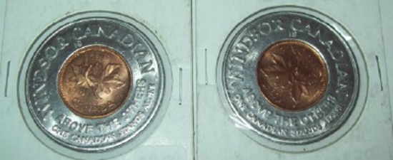 Lot of 2 Encased Canadian Cents Windsor 1981