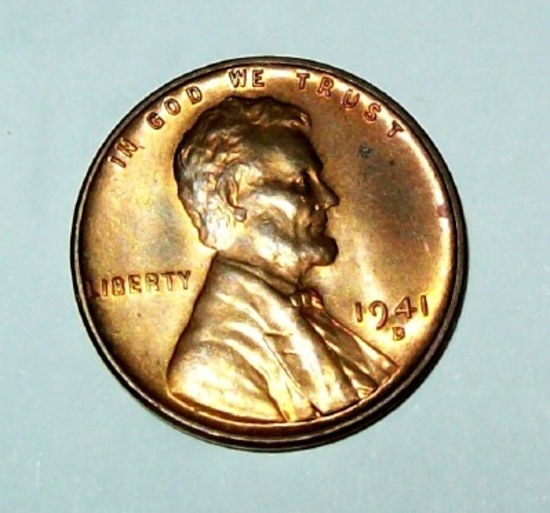 1941-D BU Uncirculated Lincoln Cent Coin