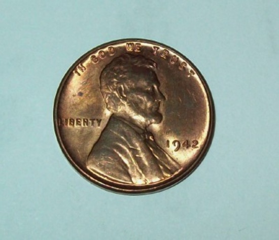1942 BU Uncirculated Lincoln Cent Coin