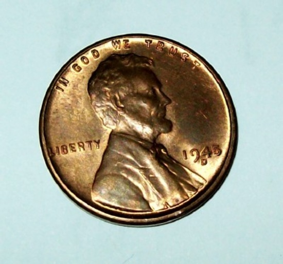 1945-D BU Uncirculated Lincoln Cent Coin
