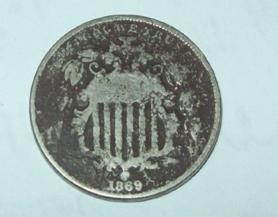 1869 Shield Nickel Coin