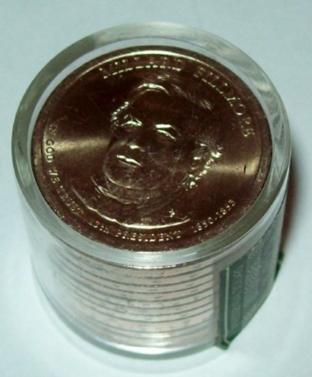 Roll of 12 BU Uncirculated 2010 Millard Fillmore Presidential Dollars Danbury Mint sealed roll