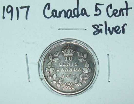 1917 Canada 10 Cent Dime Silver Foreign Coin