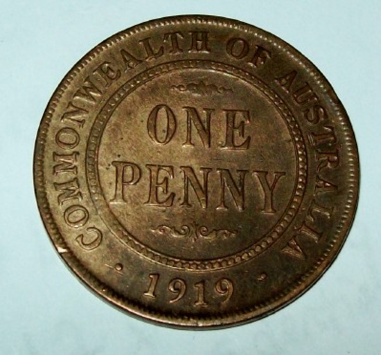 1919 Australia AU Large Cent Foreign Coin