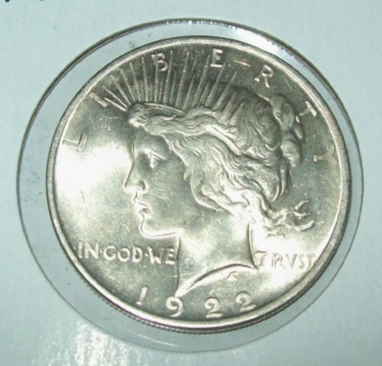 1922 BU Uncirculated Peace Silver Dollar Coin