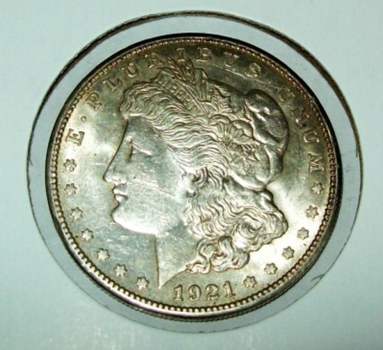 1921-S AU Morgan Silver Dollar Almost Uncirculated Coin