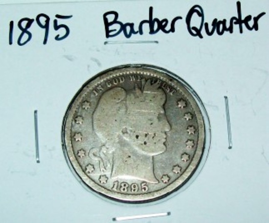 1895 Barber Quarter Silver Coin
