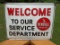 Porcelain Kendall Welcome To Our Service Department Sign Gas Station Sign