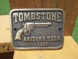 Heavy Thick Brass Tombstone Arizona Terr 1881 Plaque Sign