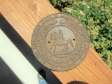Heavy Cast Iron Confederate Seal Round Grave Marker CSA