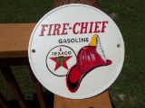 Cast Iron Texaco Fire Chief Gasoline Fireman Helmet Sign