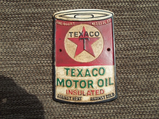 Texaco Motor Oil Aluminum Sign Store Gas Station Dealer Sign Can Shaped One Quart Insulated