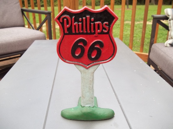 Heavy Cast Iron Phillips 66 Doorstop Counter Display Gas Station Gas Oil Advertising
