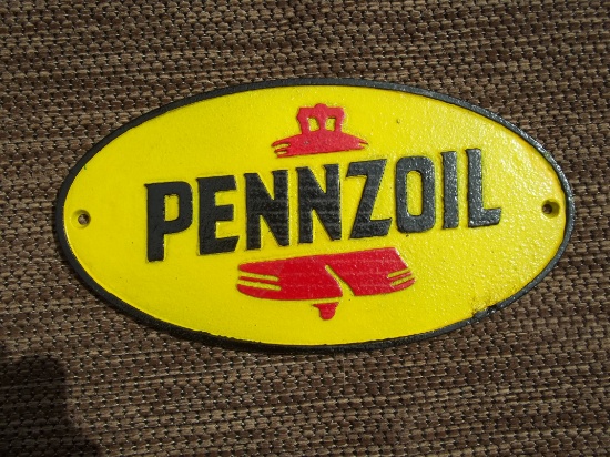 Cast Iron Pennzoil Liberty Bell Wall Gas Station Sign or Plaque