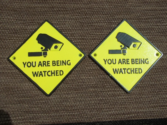Two Cast Iron Security Signs You Are Being Watched Camera Wall Signs Plaques