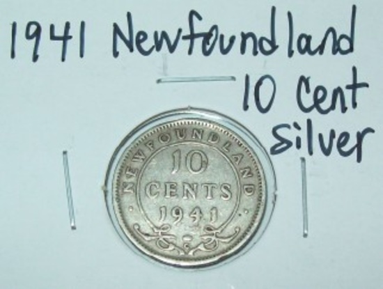 1941 Newfoundland Canada 10 Cent Silver Dime Ten Cent