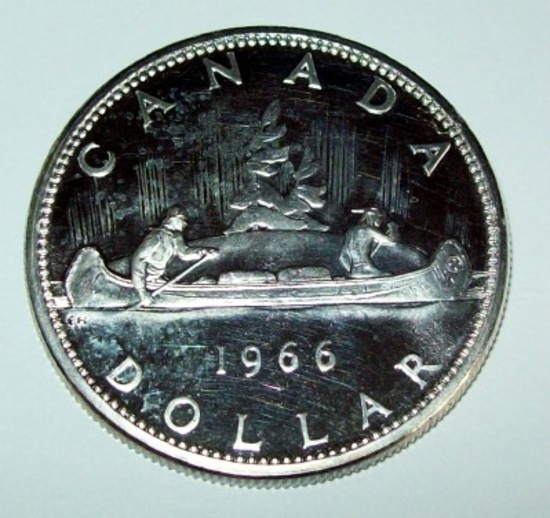 1966 Canada Silver Dollar Foreign Coin .800 Silver
