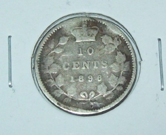 1896 Canada Silver Dime 10 Cent Foreign Coin