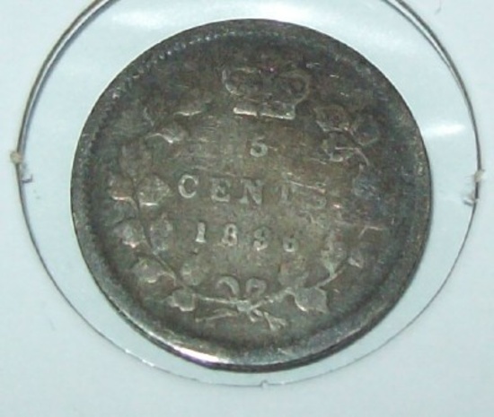1896 Canada Silver 5 Cent Foreign Coin Five Cent