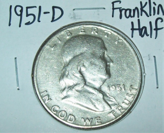 1951-D Franklin Half Dollar Silver Coin