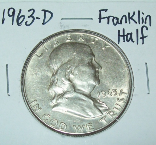1963-D Franklin Half Dollar Silver Coin