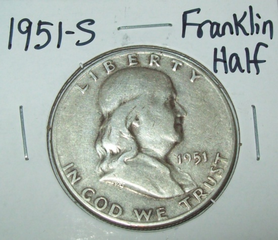 1951-S Franklin Half Dollar Silver Coin