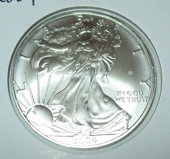 2004 American Silver Eagle 1 Troy Oz. .999 Fine Silver Dollar Coin BU