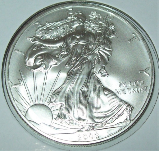 2008 American Silver Eagle 1 Troy Oz. .999 Fine Silver Dollar Coin BU