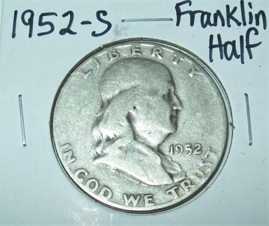 1952-S Franklin Half Dollar Silver Coin