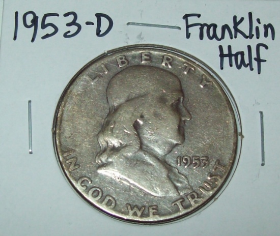 1953-D Franklin Half Dollar Silver Coin